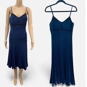 Just Cavalli navy mesh trim midi dress 44